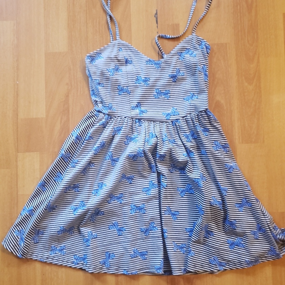 Mini striped with bows skater dress